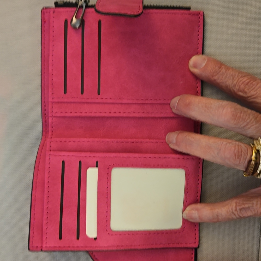 Orange Wallet with Zip Closure. Pink Wallet. Green.wallet - Picture 3 of 16